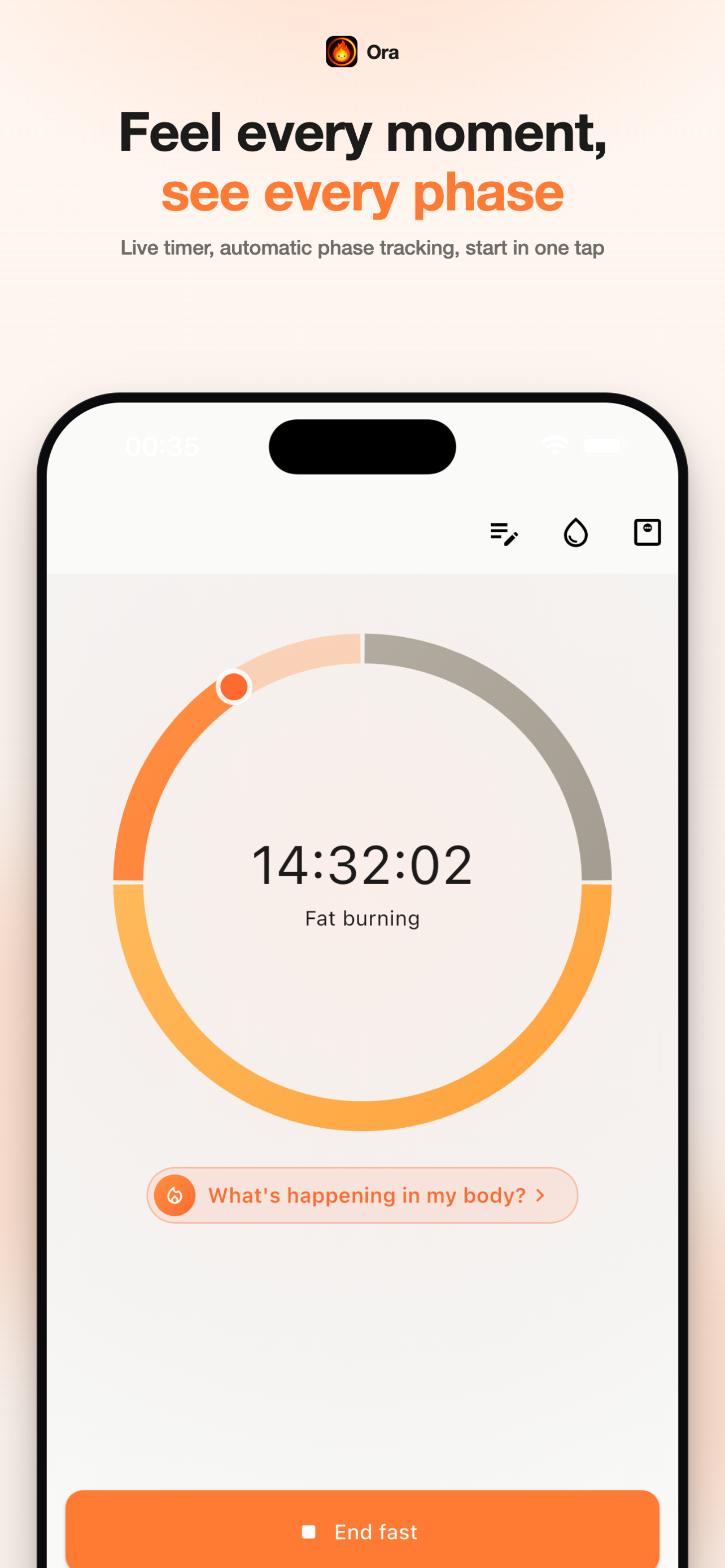 Ora timer screen