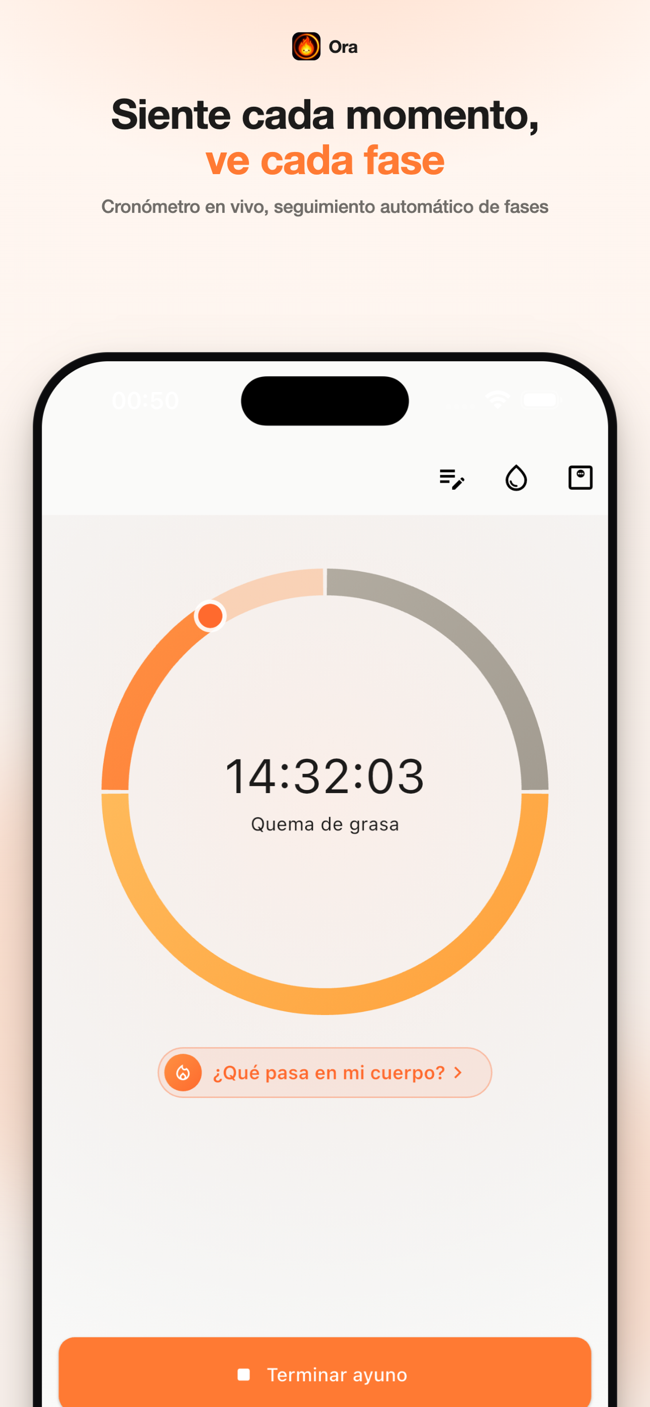 Ora timer screen