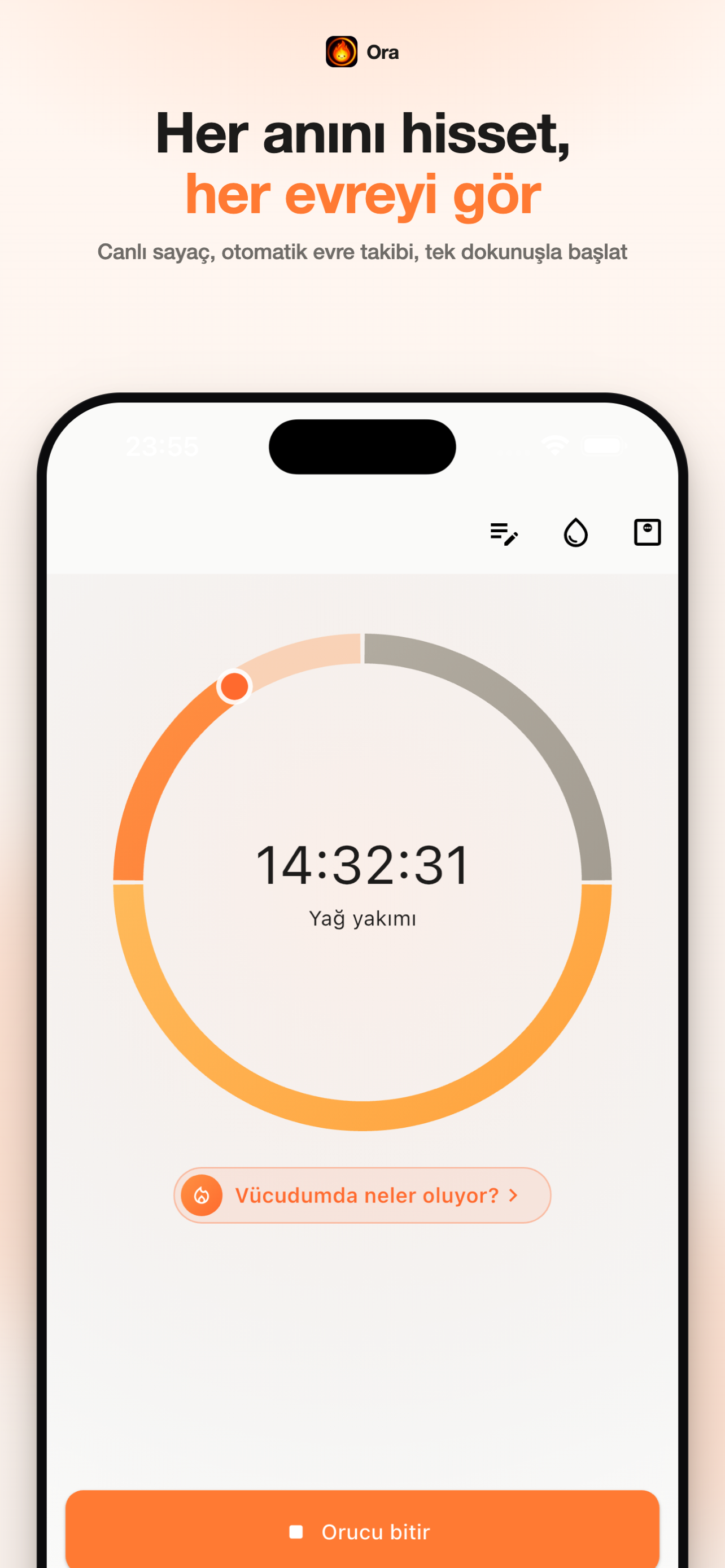 Ora timer screen
